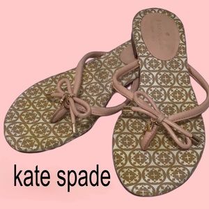 Kate Spade‎ New York Mystic Bow Thong Sandals, Tan and Pink, Size 7M